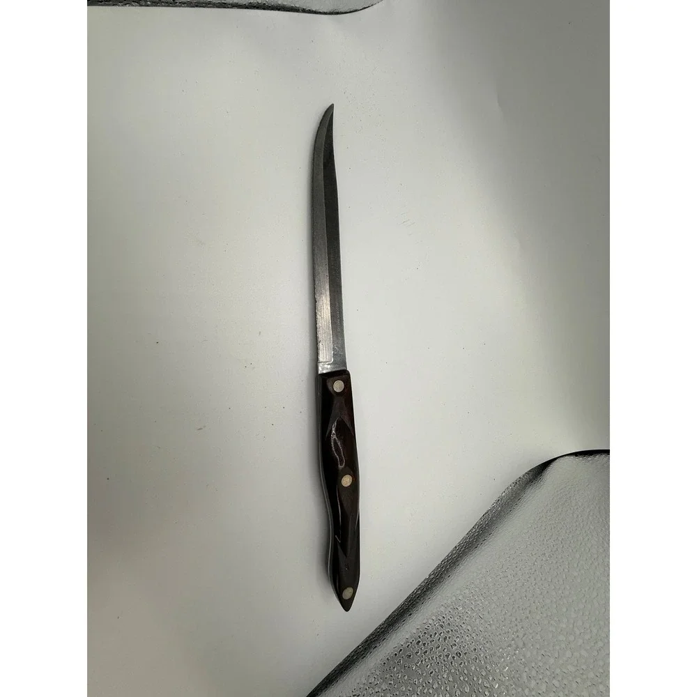 Vintage Cutco 1729 Serrated Paring Knife Brown Marbled Handle Made in USA